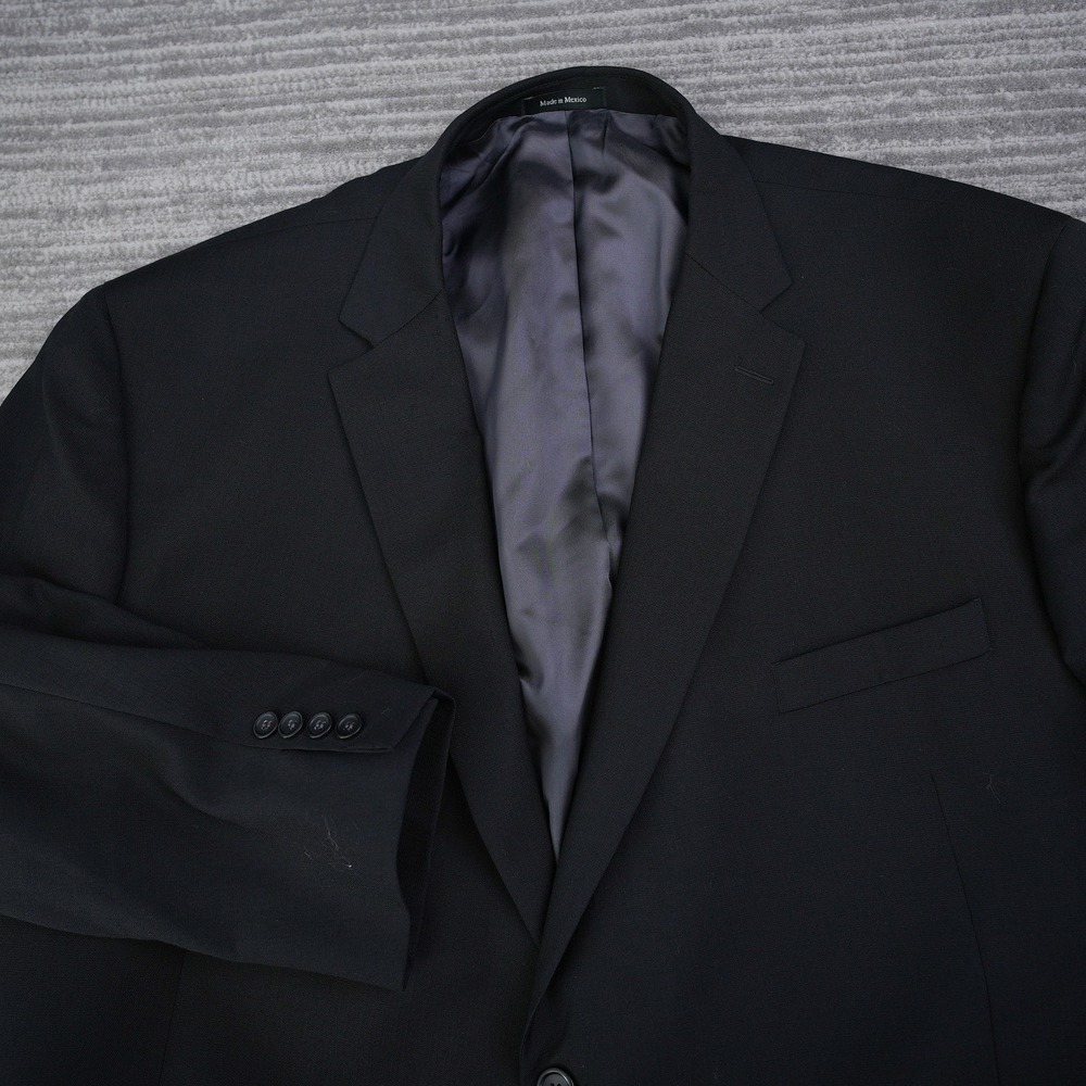 Joseph & Feiss Mens Black 100% Wool 2-Button Blazer Suit Jacket 54 Regular